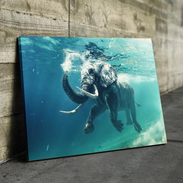 Elephant Swimming Canvas Set Inspired Elephants Wall Art E Bazaart