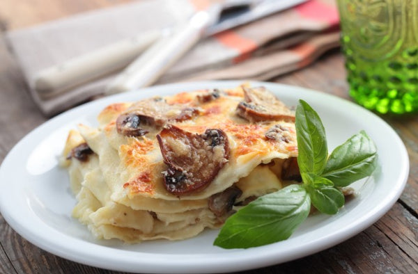 Mushroom and bacon lasagna by Sara Occhipinti from Student Essentials