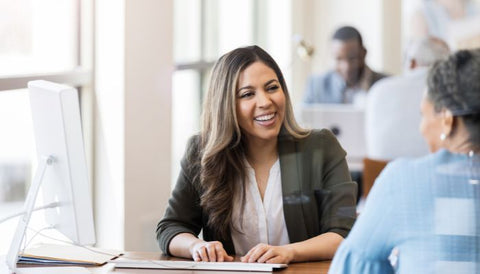 A woman student opening a bank account