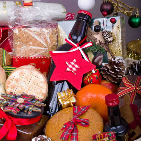 hampers full of food and snacks for Christmas season