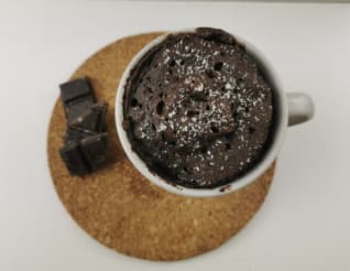 microwaved coconut dark chocolate mug cake