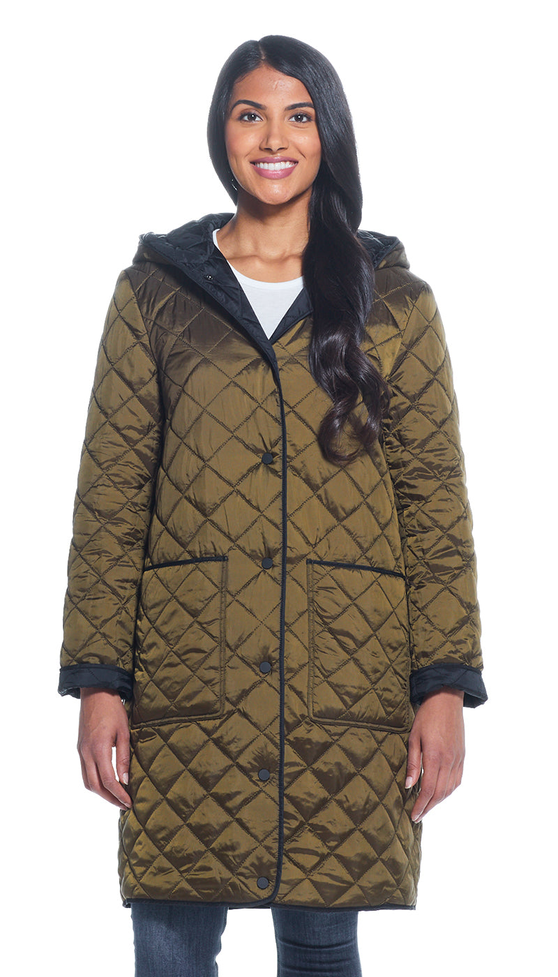 QUILTED SHACKET WITH PRINTED LINING