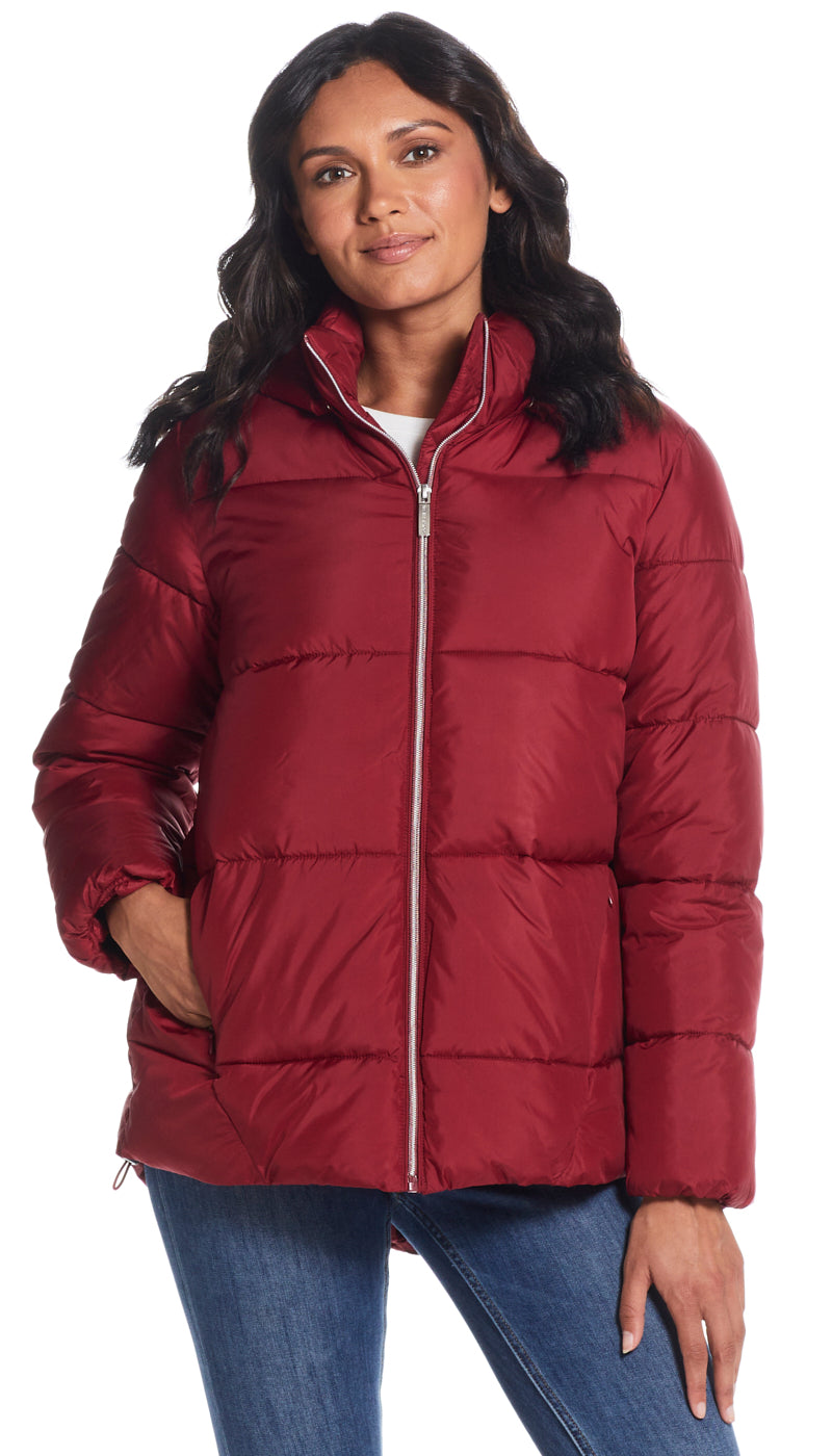 Women's Plus Size Fleece Hood Coat - Rhubarb