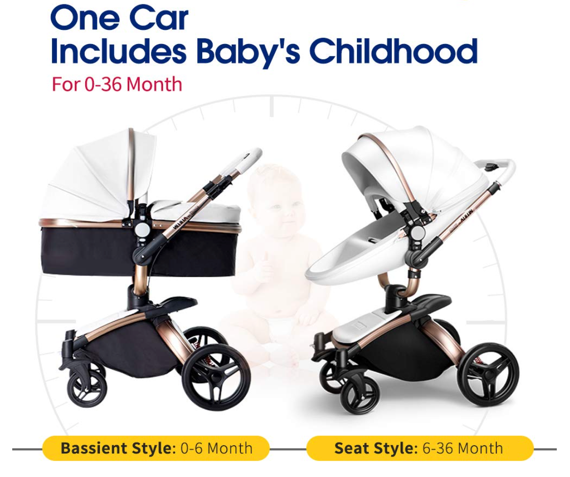 baby stroller 3 in 1 with car seat high view pram for newborns folding 360 degree rotation