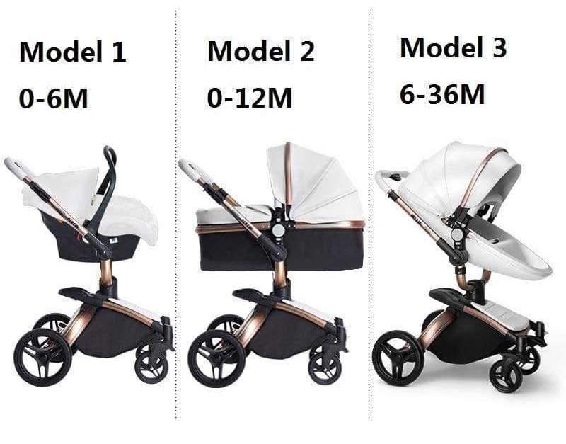 aulon baby stroller 3 in 1 with car seat high view pram for newborns folding 360 degree rotation