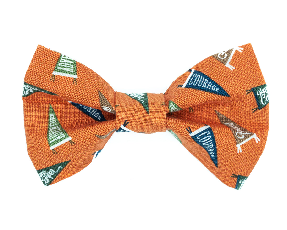 Dapper Dog Bow Tie - Orange Puppy Pennant