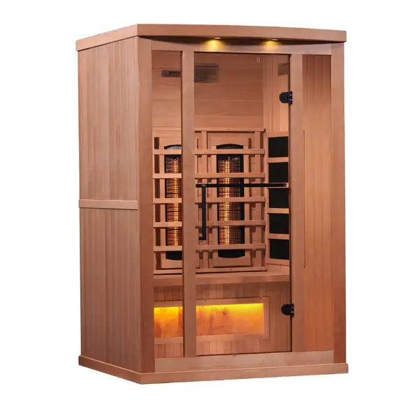 Golden Designs 2-Person Full Spectrum PureTech™ Near Zero EMF FAR Infrared Sauna Tempered Glass Door