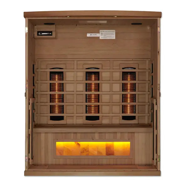 Golden Designs 3-Person Full Spectrum PureTech™ Near Zero EMF FAR Infrared Sauna Bronze Privacy Glass Door