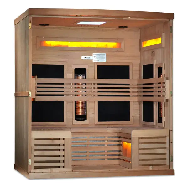 Golden Designs 6-Person Full Spectrum PureTech™ Near Zero EMF FAR Infrared Sauna Bronze Privacy Tempered Glass Door
