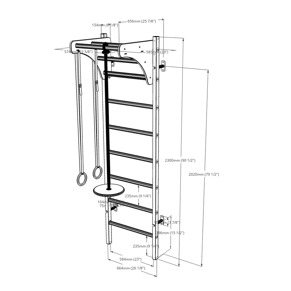 The BenchK 211B Wall Bar + A076 Specs