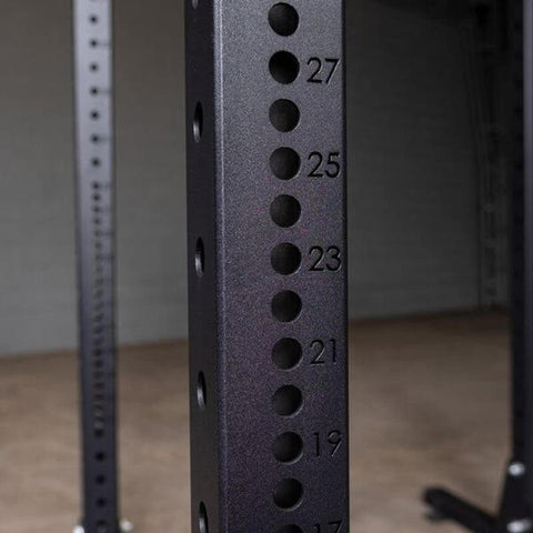 Laser-cut numbers on uprights