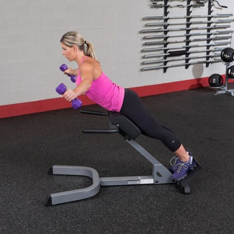 Body-Solid 45° Back Hyperextension GHYP345 Back exercise with dumbbells