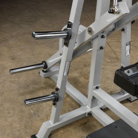 The Body-Solid Leverage Lat Pulldown Machine LVLA weight pegs