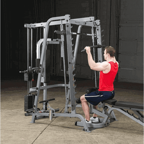Body-Solid GS348QP4 Series 7 Smith Machine Gym Package - Selectorized Lat Attachment