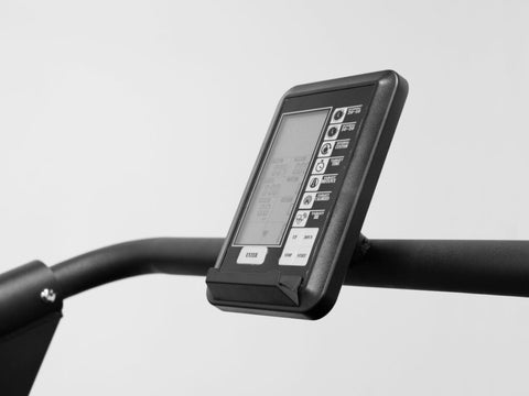 High-contrast, battery-powered LCD console allows athletes to track intervals, distance, calories burned, heart rate, and more