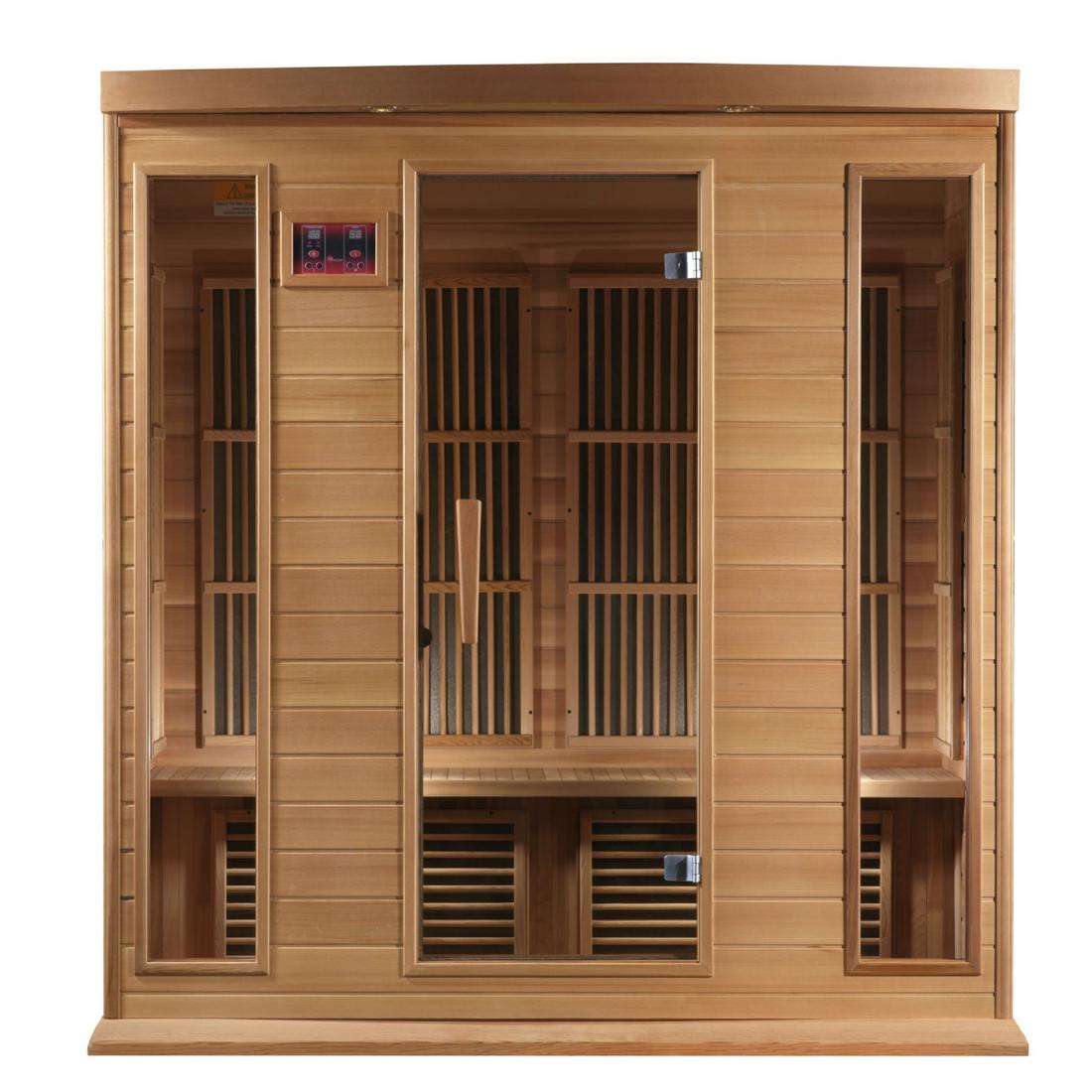 Maxxus-4-Person-Near-Zero-EMF-FAR-Infrared-Sauna-Canadian-Hemlock-MX-K406-01-ZF-CED-front-view