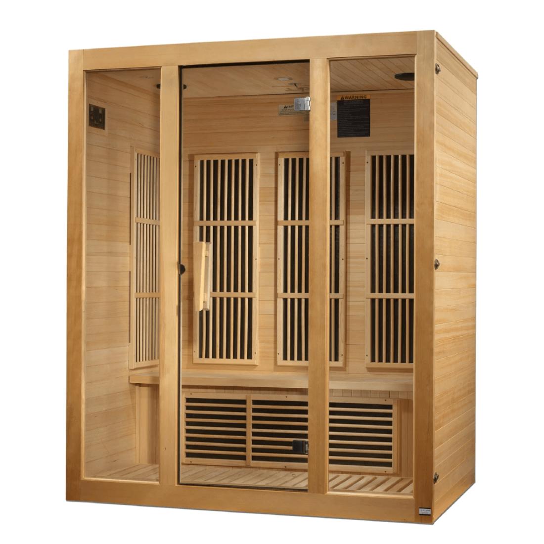 Maxxus-Bellevue-Edition-3-Per-Low-EMF-FAR-Infrared-Carbon-Canadian-Hemlock-Sauna-MX-J306-01-Angle-View
