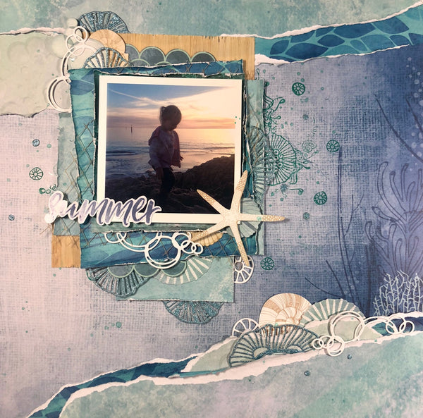 sun set on the beach travel scrapbooking layout 