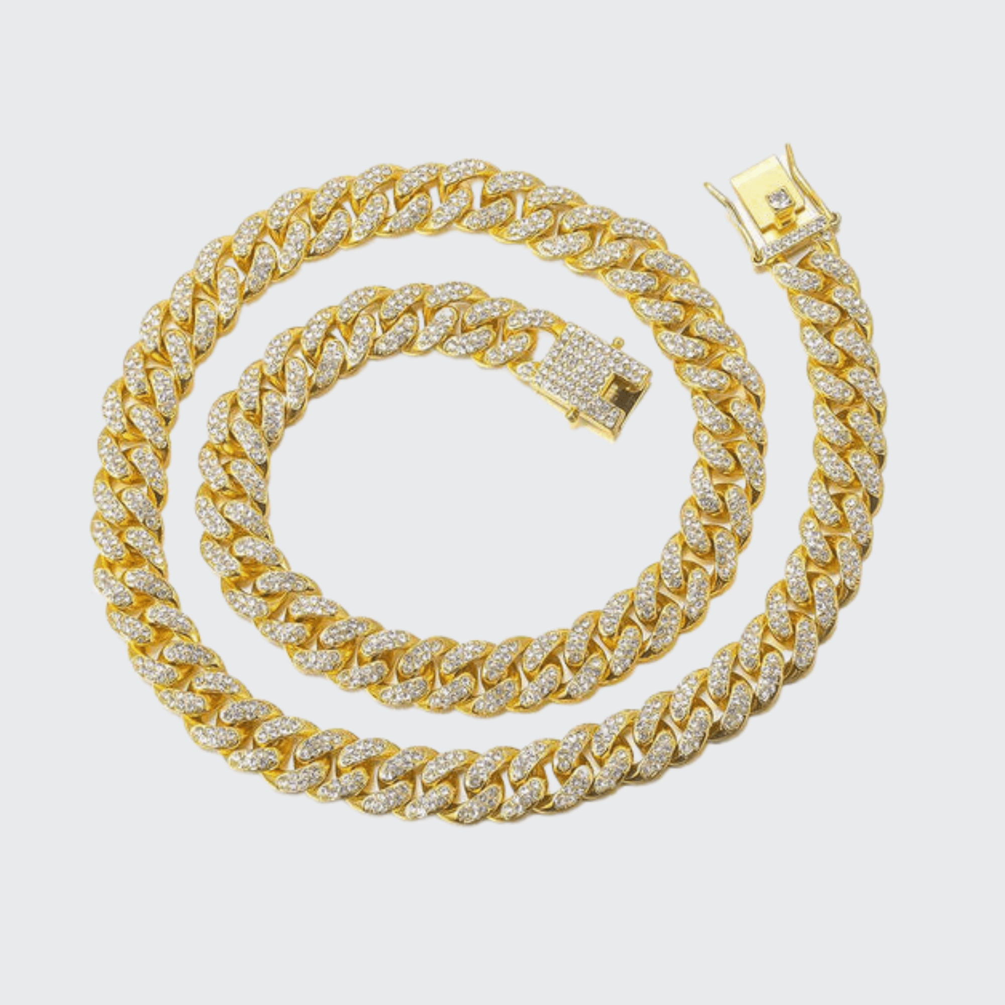 Gold Chain Dog Collar Luxury Cuban Link Necklace with Rhinestone Stainless  Steel