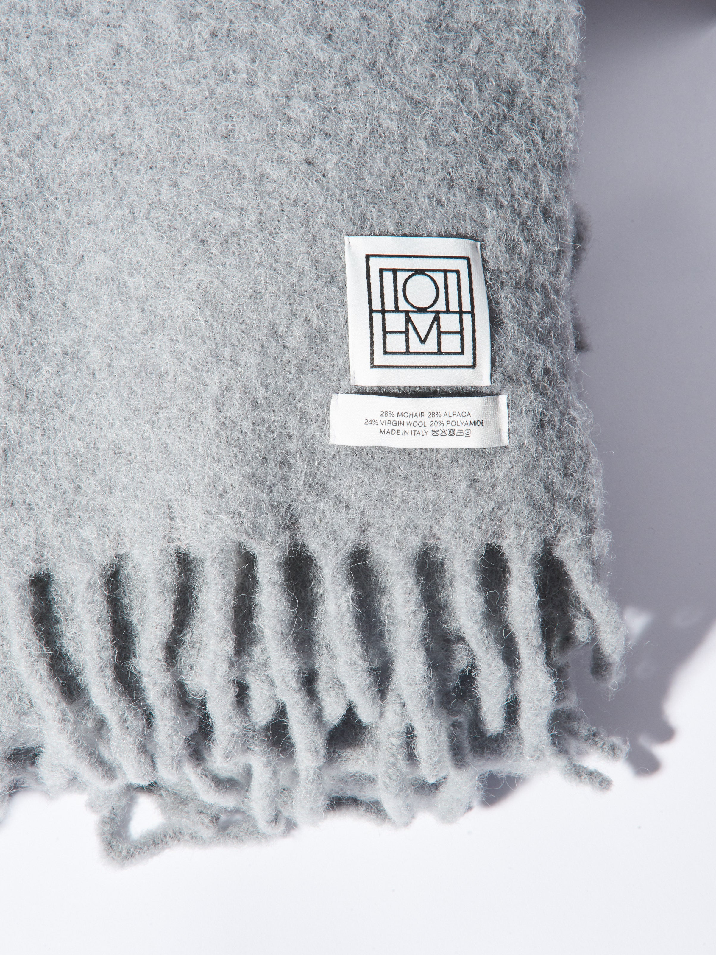 Light Grey Melange Brushed Alpaca Blend Scarf