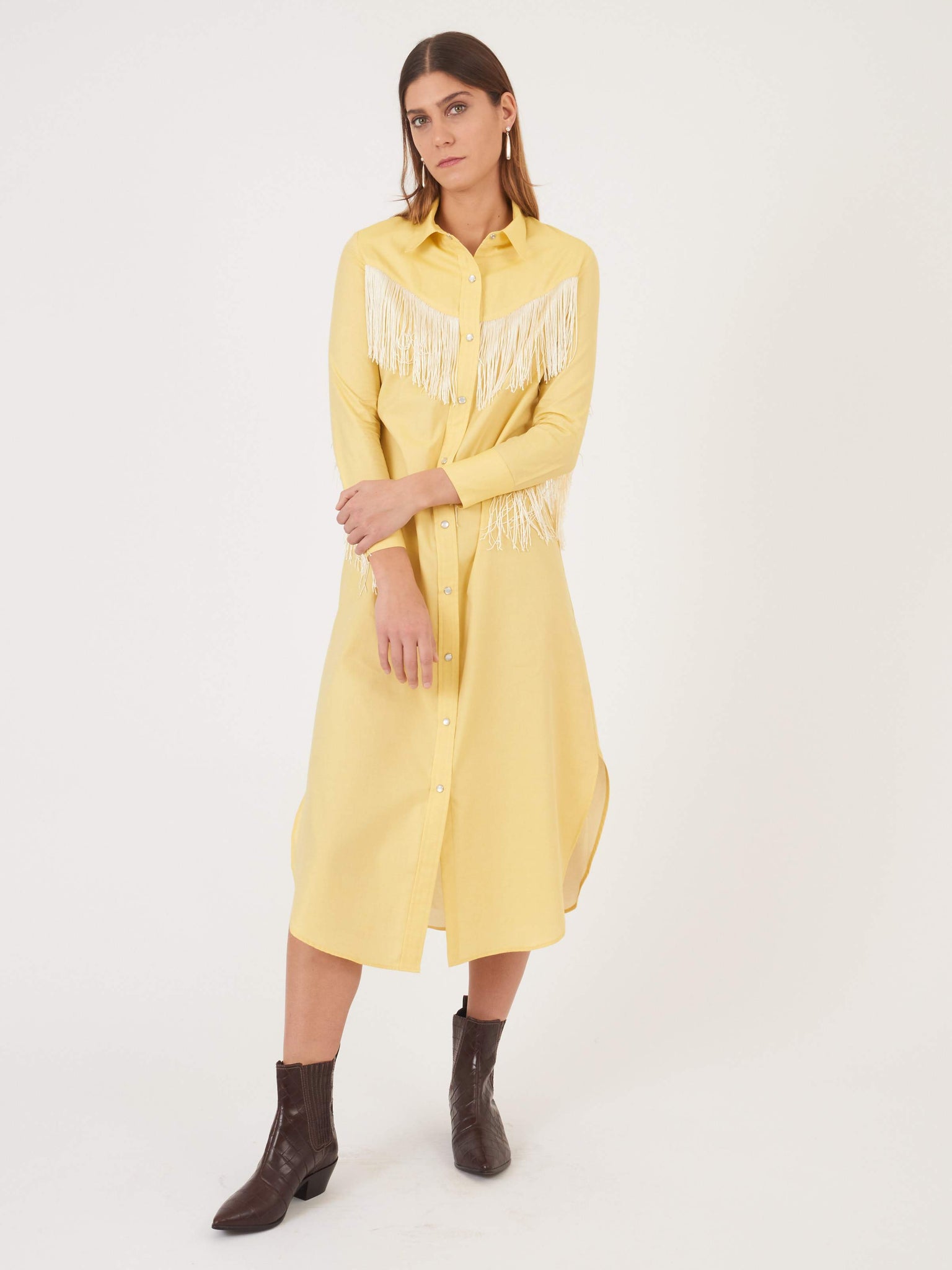 fringe dress yellow