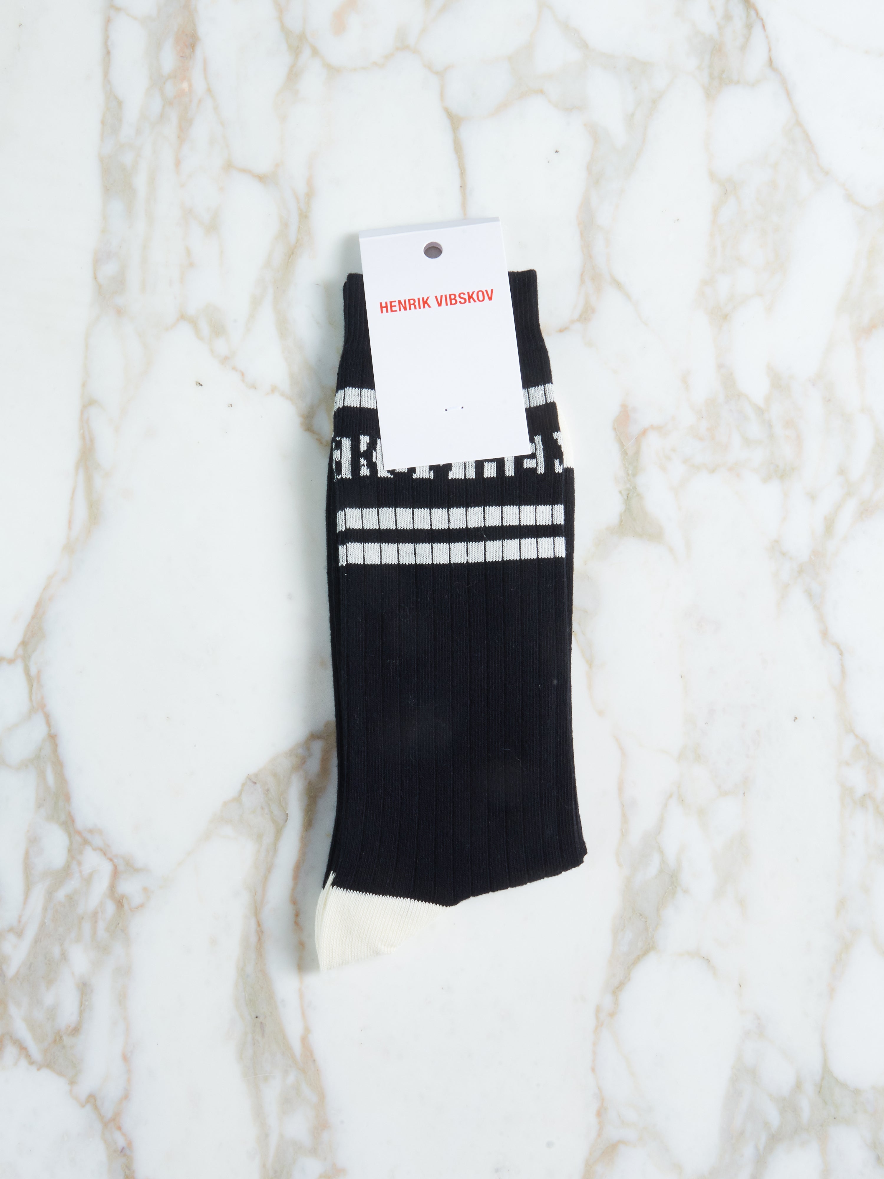 Black/White Stripe Ribskov Socks Homme