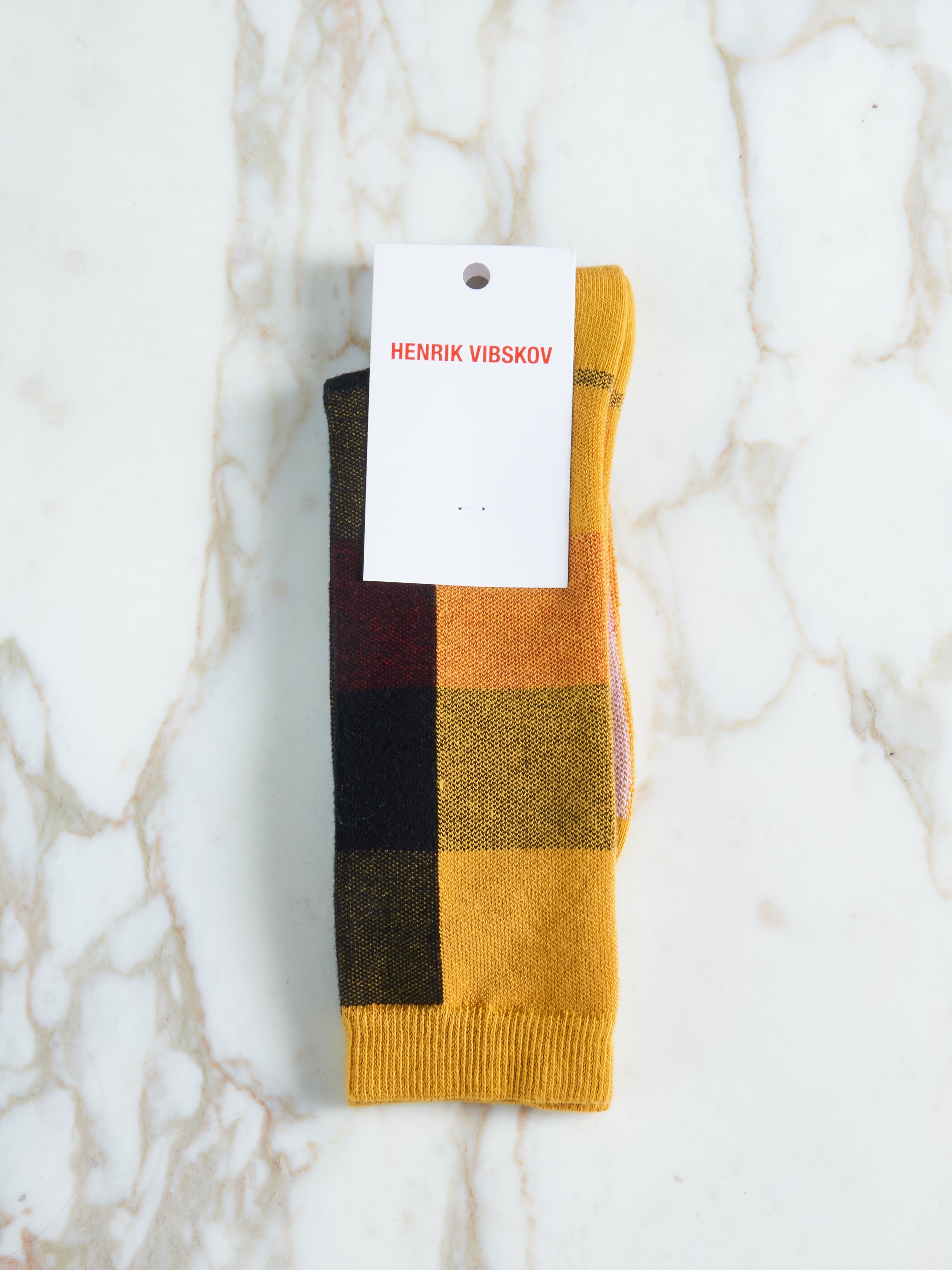 Yellow/Lavender/Orange Check Socks Femme