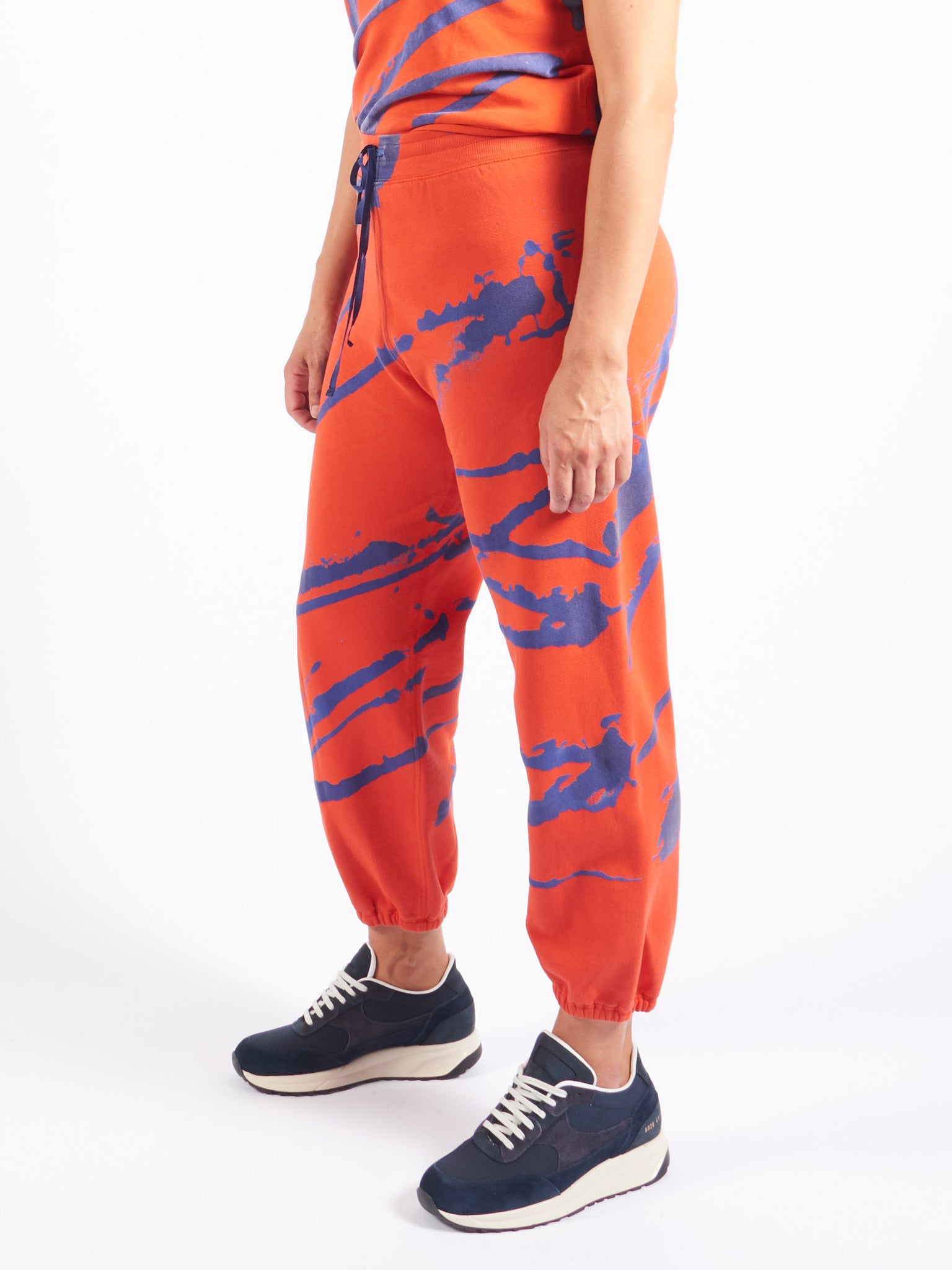 red and blue sweatpants