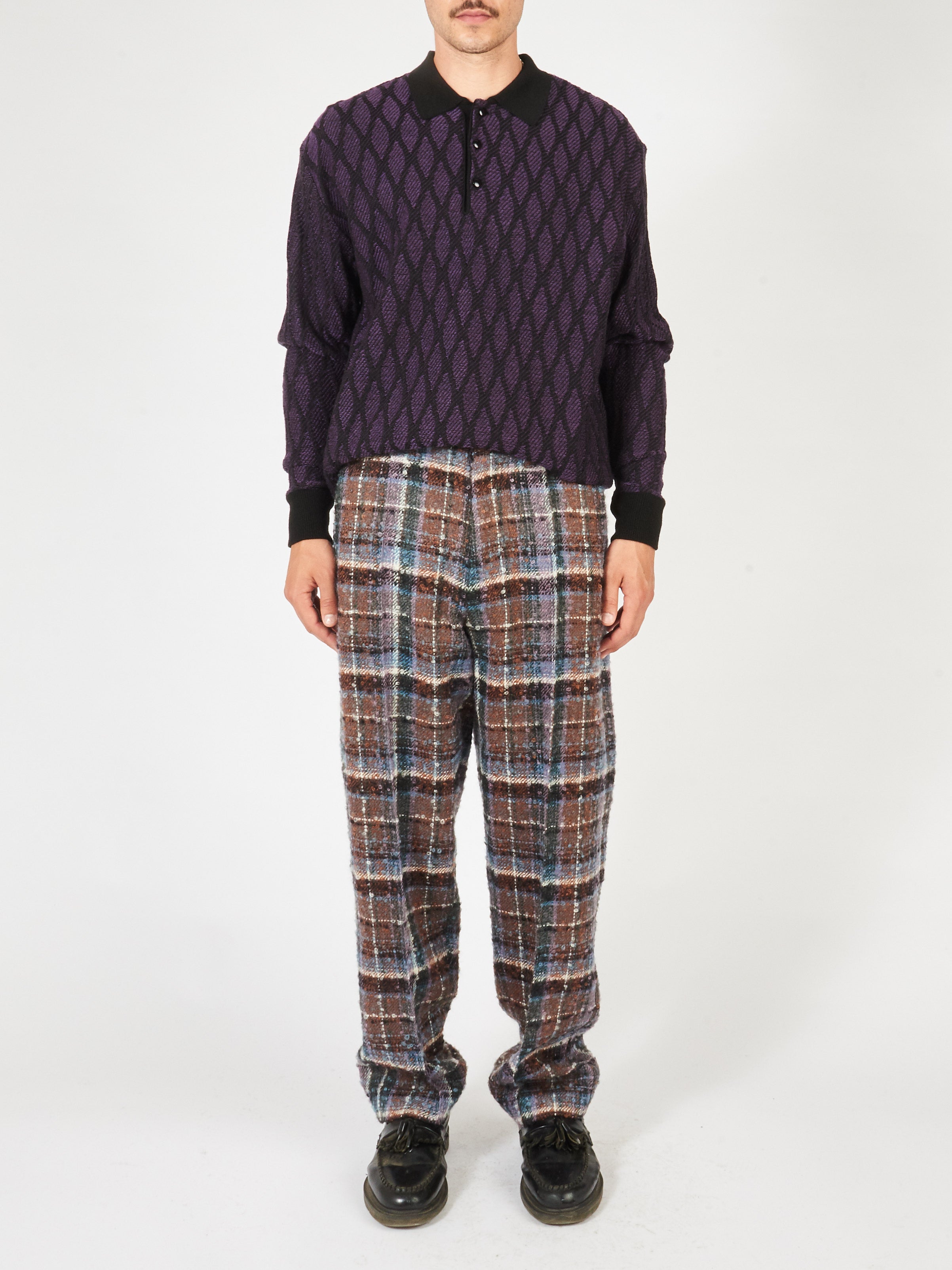 Purple Check 70's Trousers