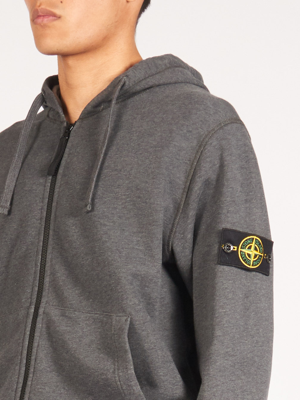 stone island grey zip hoodie