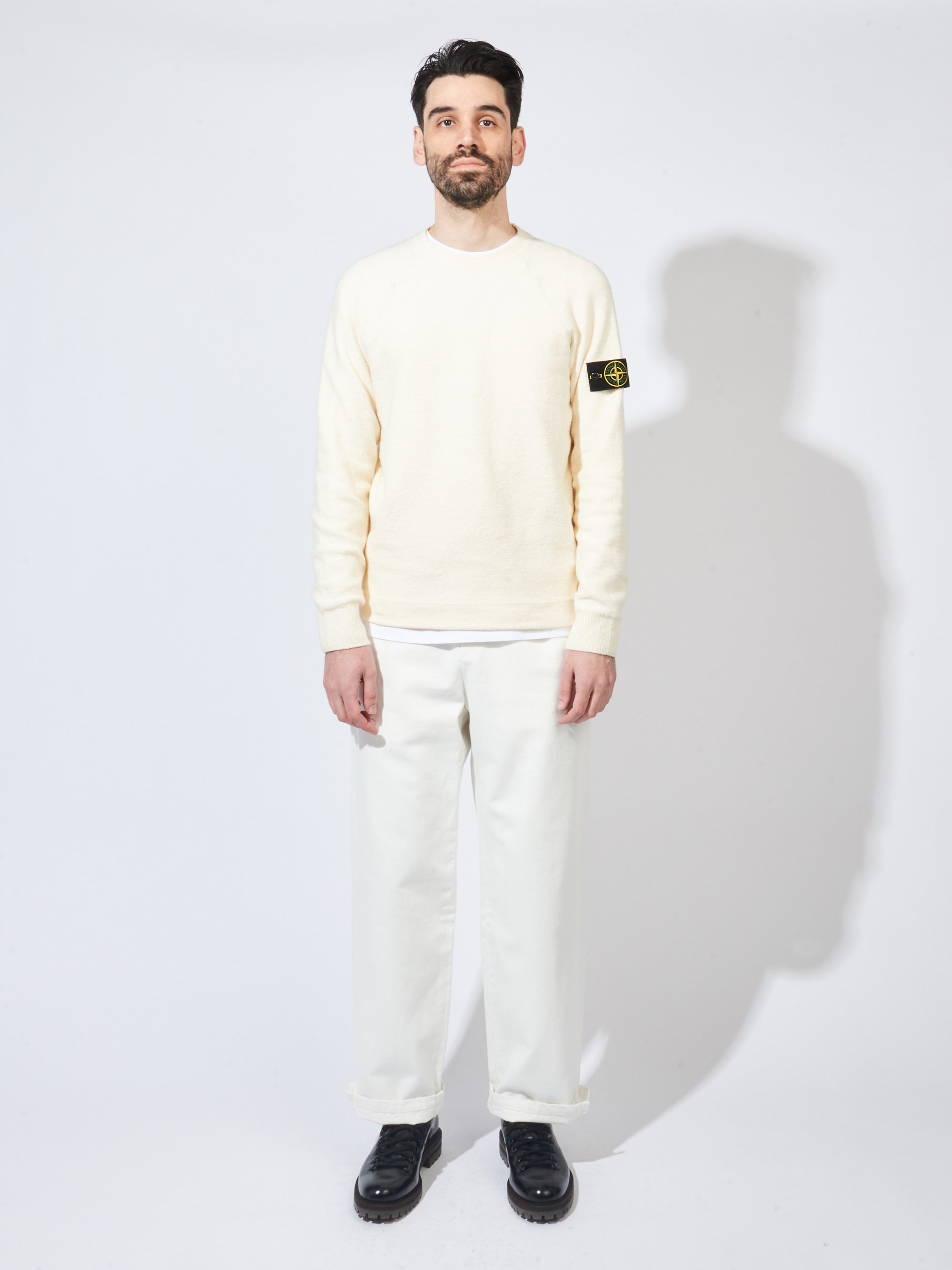 Stone Island - Natural White Crewneck Sweatshirt – Frances May