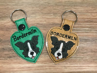 HEART PERSONALISED BORDER COLLIE KEY RING