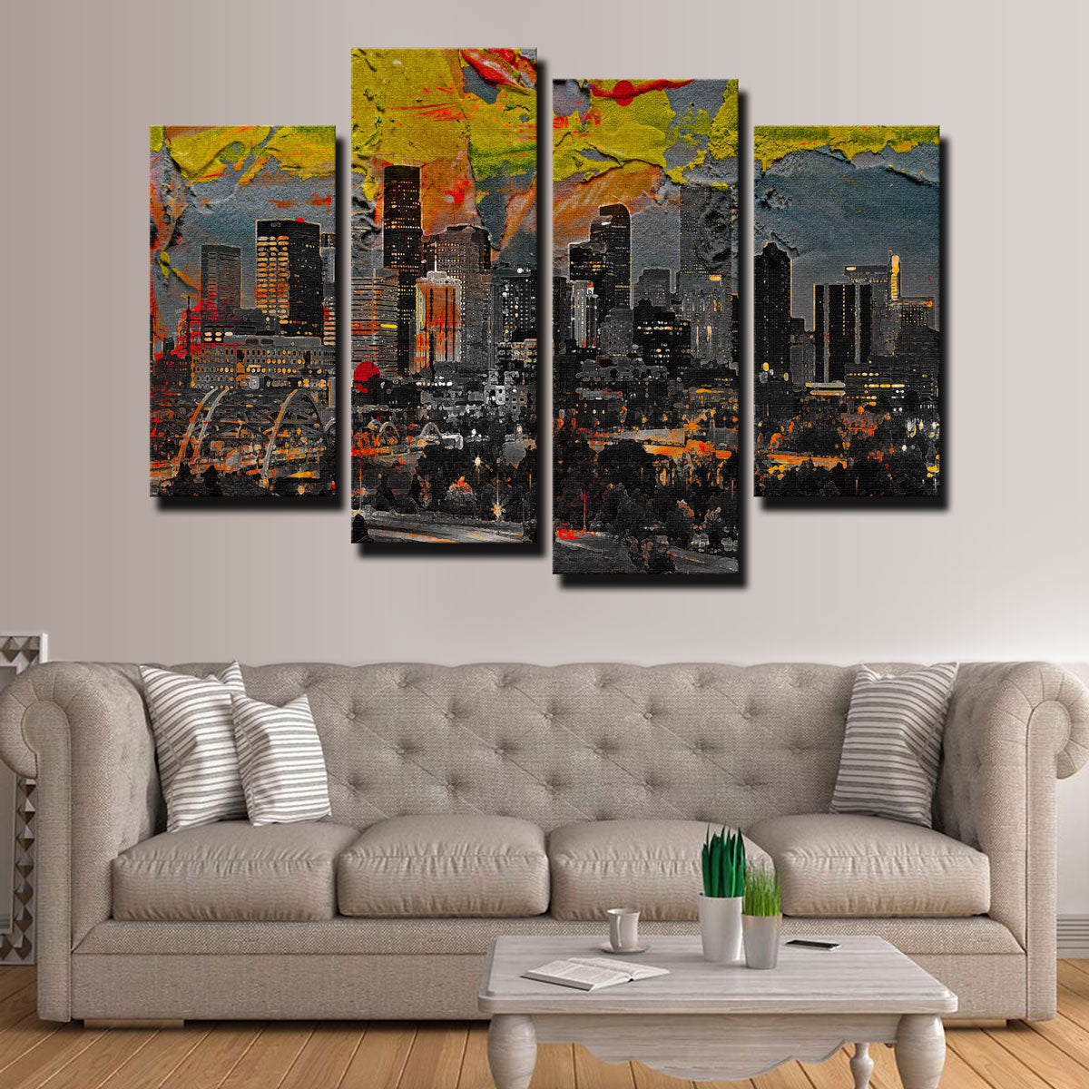 Abstract Denver Skyline Canvas Set – Legendary Wall Art
