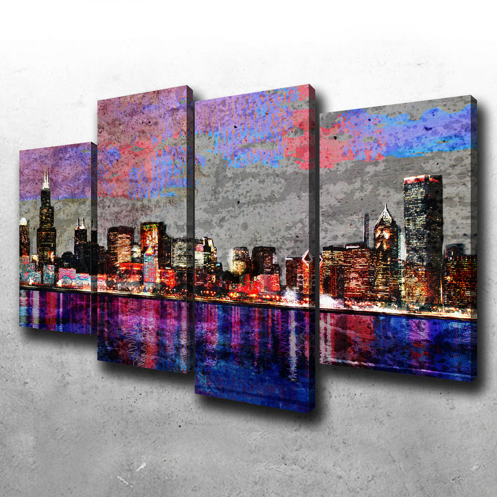 Abstract Chicago Skyline Canvas Set – Legendary Wall Art