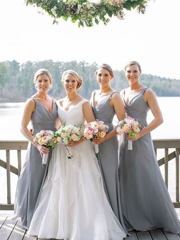 simple grey bridesmaid dress