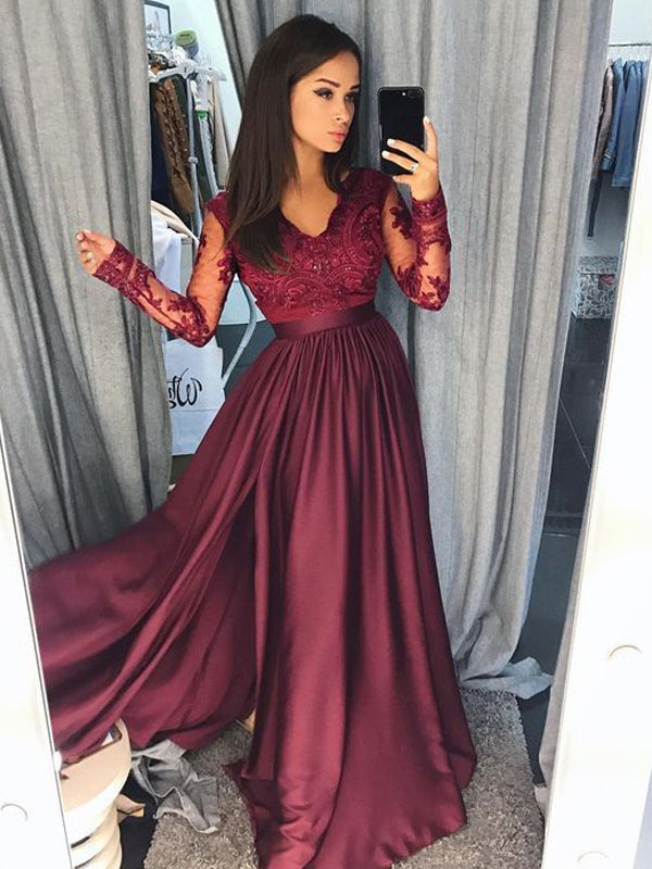 burgundy lace dress with sleeves