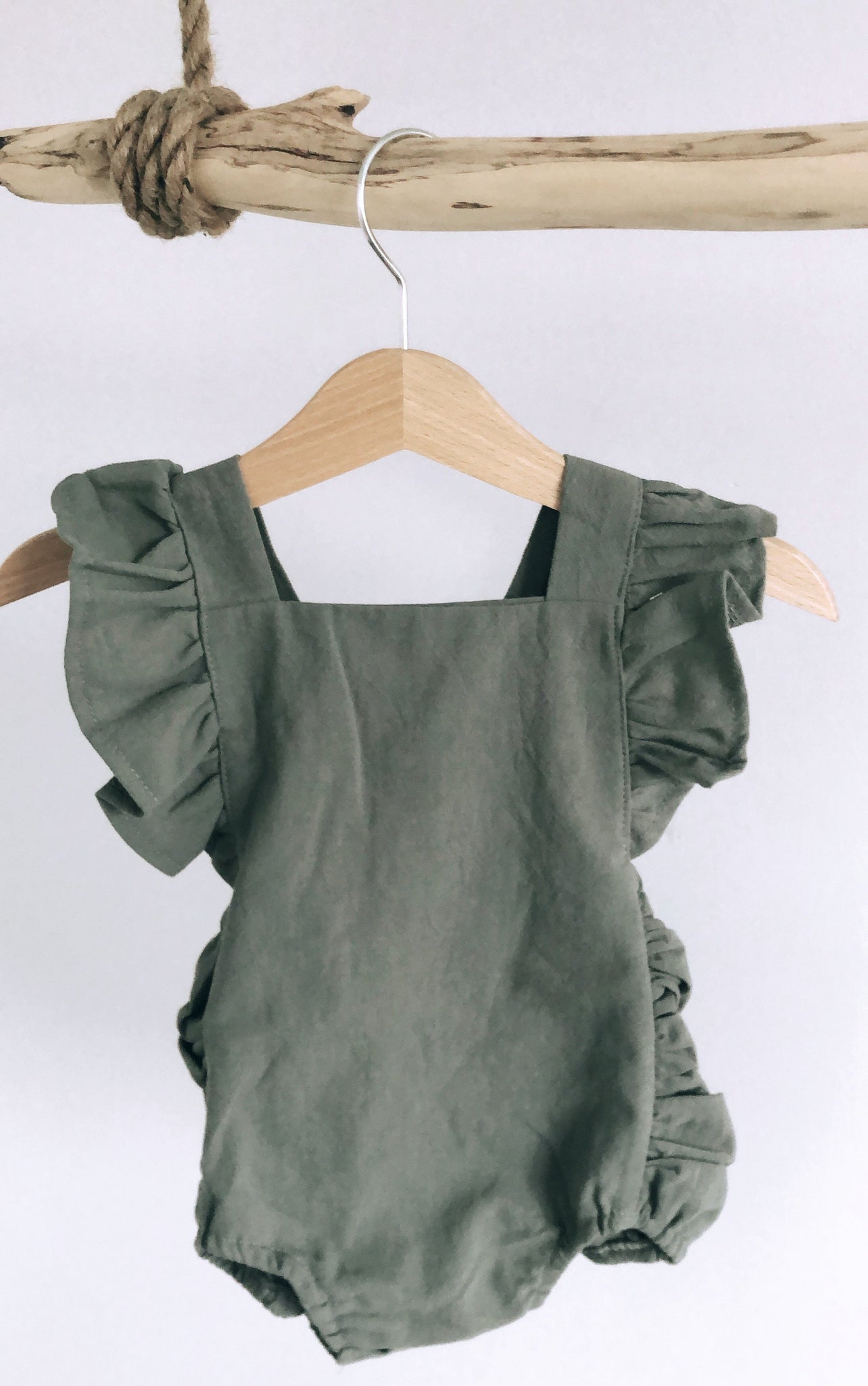 olive baby romper