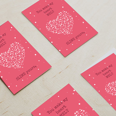 Cute Dark Pink Valentine's Day Cards that say "Slime Yours"