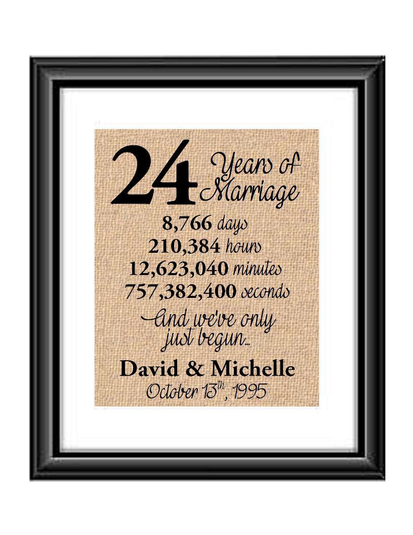 24 Years of Marriage And We've Only Just Begun Anniversary Burlap or C ...