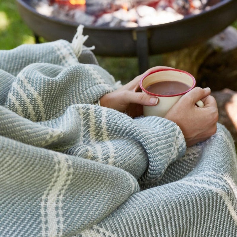 Oxford Stripe Dove Grey Blanket  Grey Striped Throw Blanket – Wea