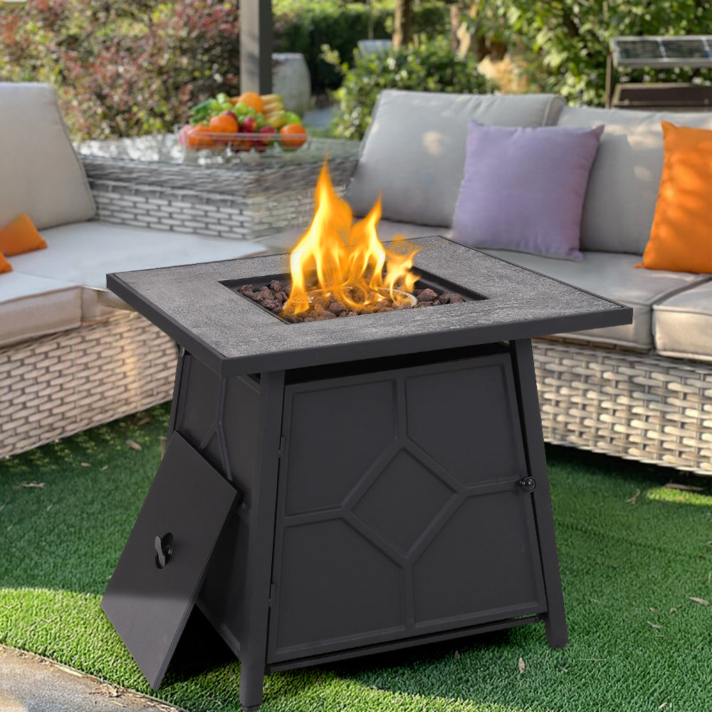 PHI VILLA 28 Inch 40,000 BTU Outdoor Terrafab Square Gas Fire Pit