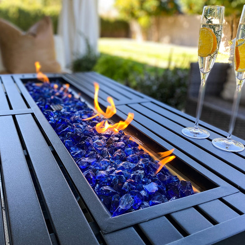 PHI VILLA 50,000 BTU Outdoor Rectangle Metal Gas Fire Pit Table W