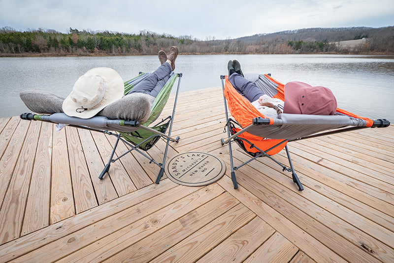 Sandy's Lake Camping with Portable Hammock with Stand