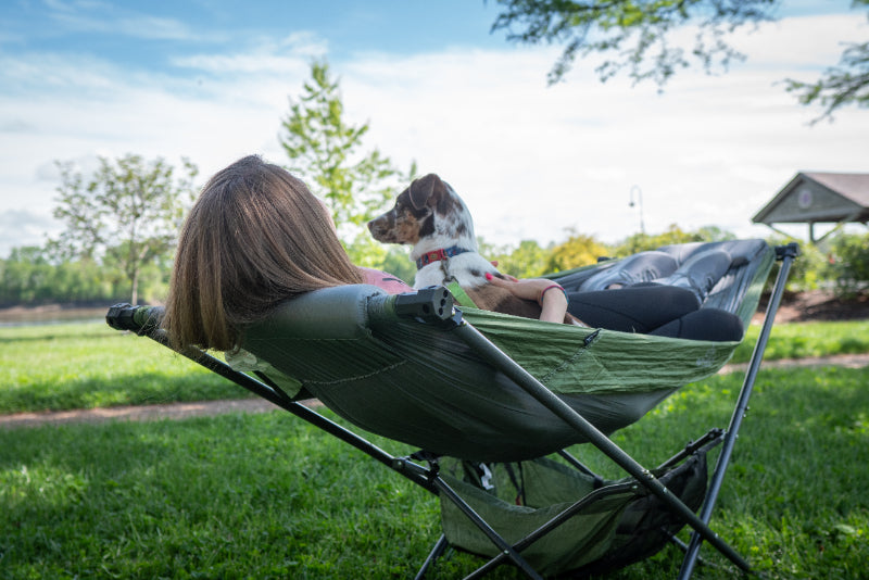 camping with dogs with free standing Mock One Hammock