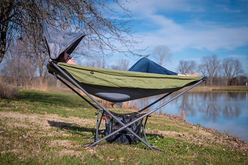 day camping by the river with Mock One Hammock