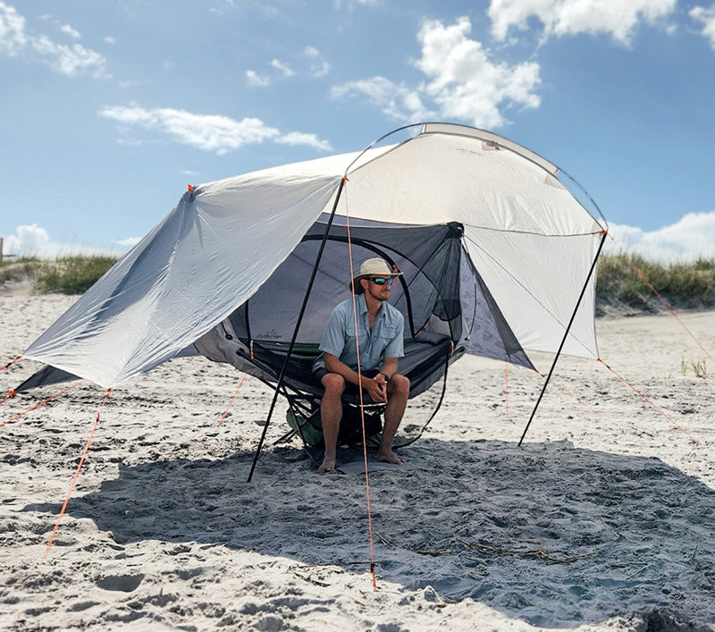 free standing hammock with mosquito net and tent for beach camping