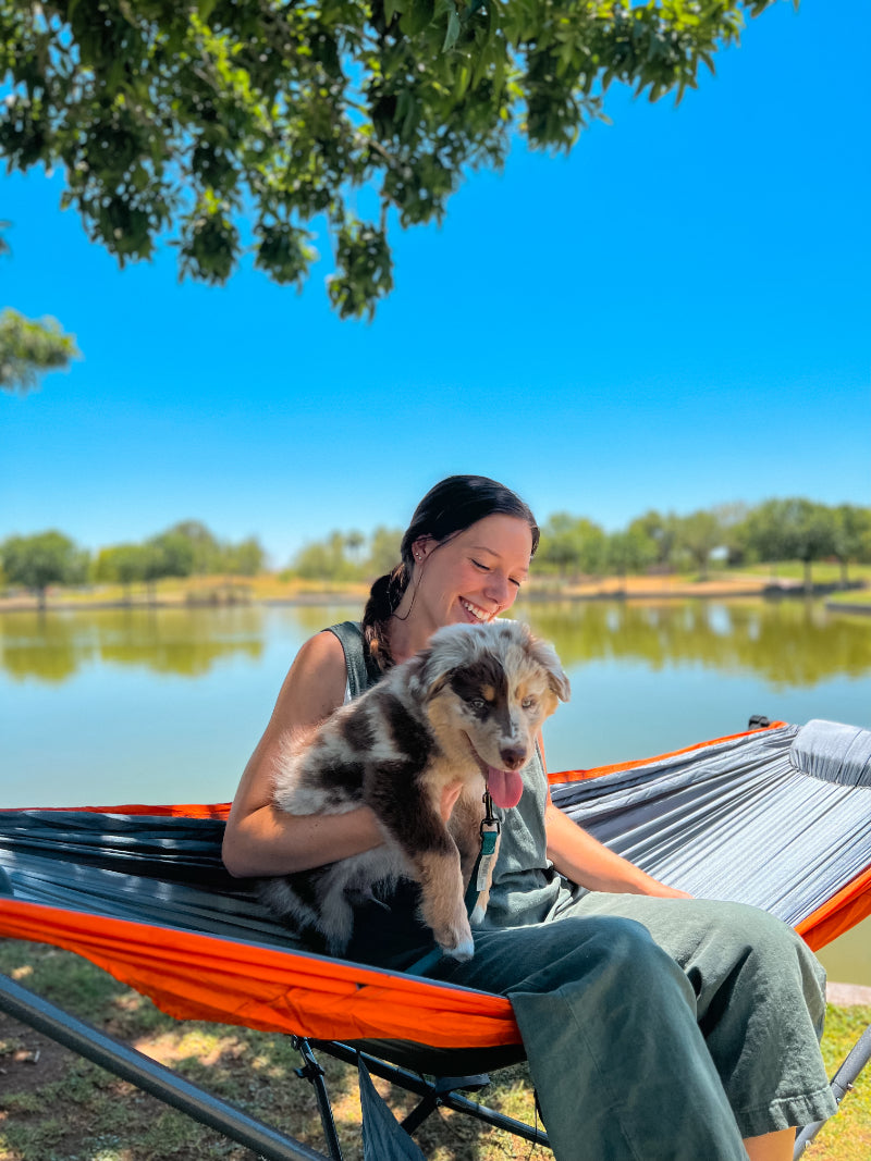 camping with dogs portable hammock with stand