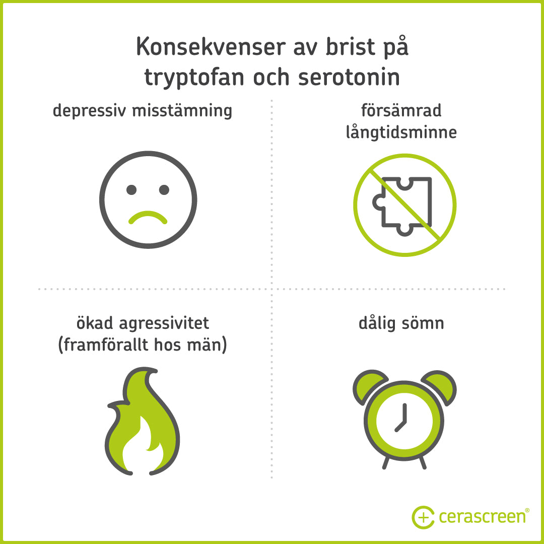 Infographics: Consequences of a tryptophan and serotonin deficiency 