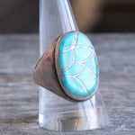 Vintage Sterling Turquoise Inlay Ring 10.25