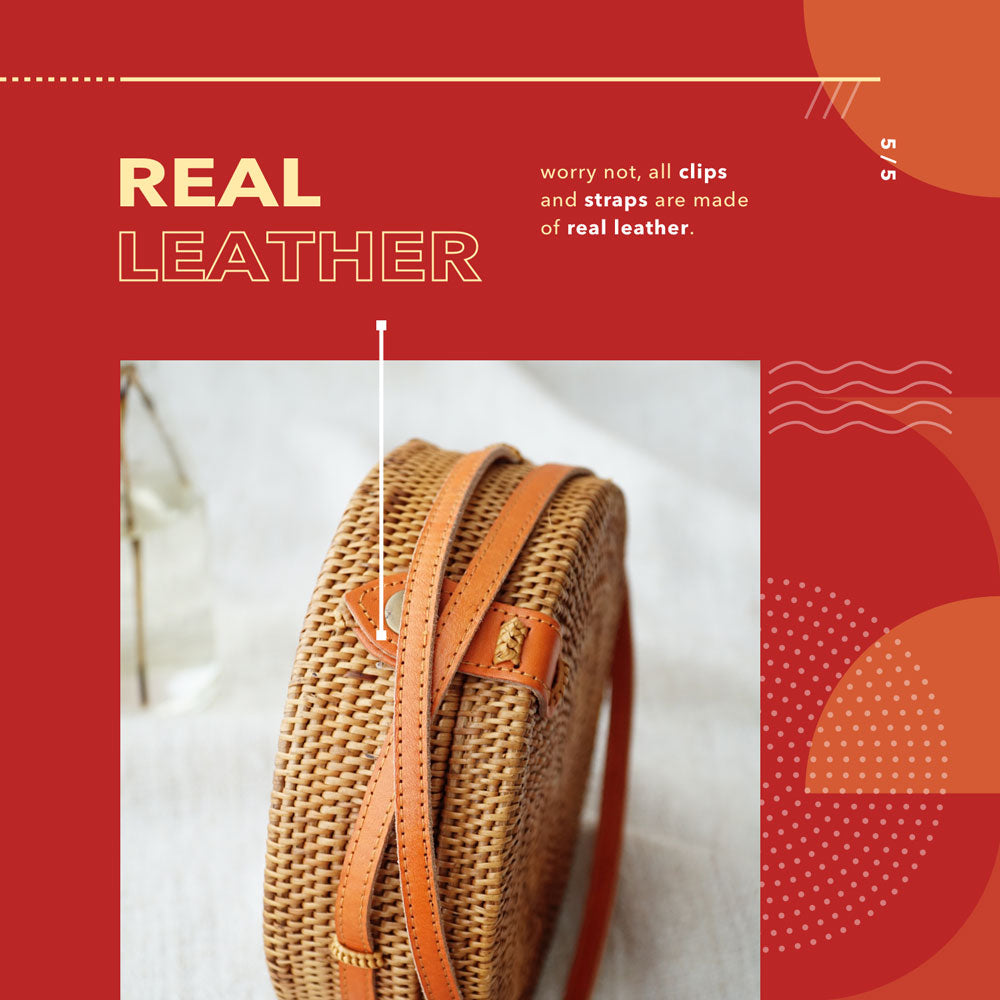 Real Leather Rattan Bag - Lokatan